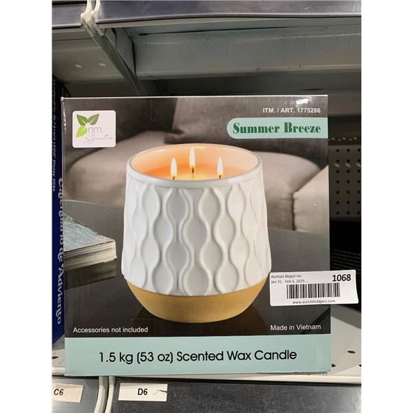 1.5 kg (53 oz) Scented Wax Candle, Summer Breeze, Ceramic Vessel