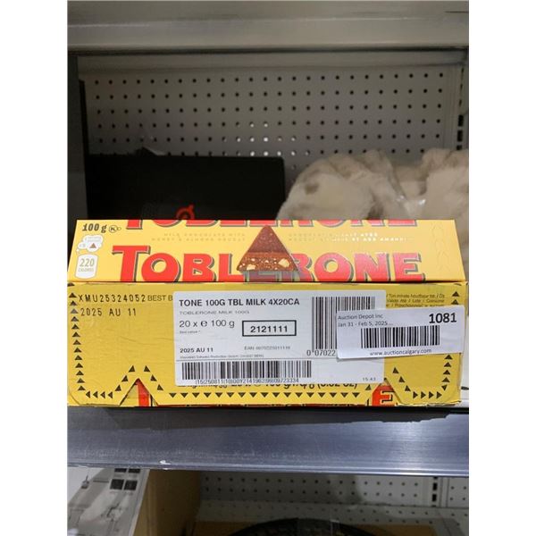 Toblerone Milk Chocolate 20x100g Bars