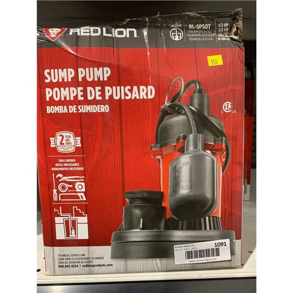 Red Lion RL-SP50T 1/2 HP Thermoplastic Sump Pump
