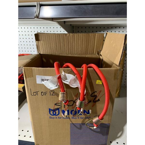 Lot of 12 Red Bungee Cords with Metal Hooks
