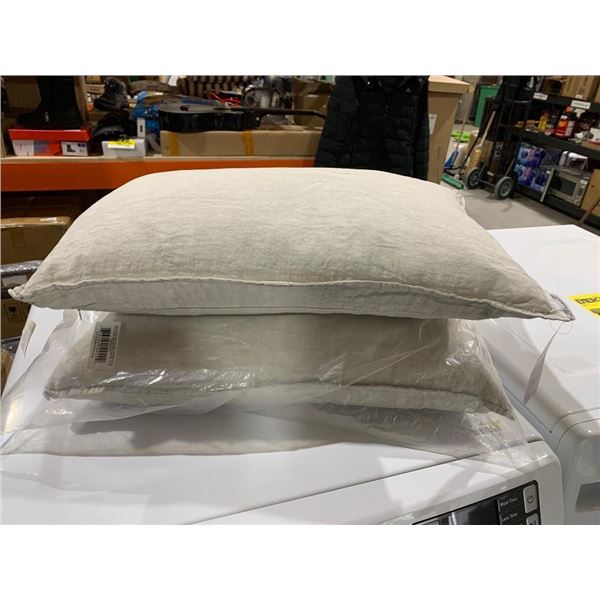 Lot of 2-16 x 24 Inch Linen Stone Wash Cushion with Feather Down Filling