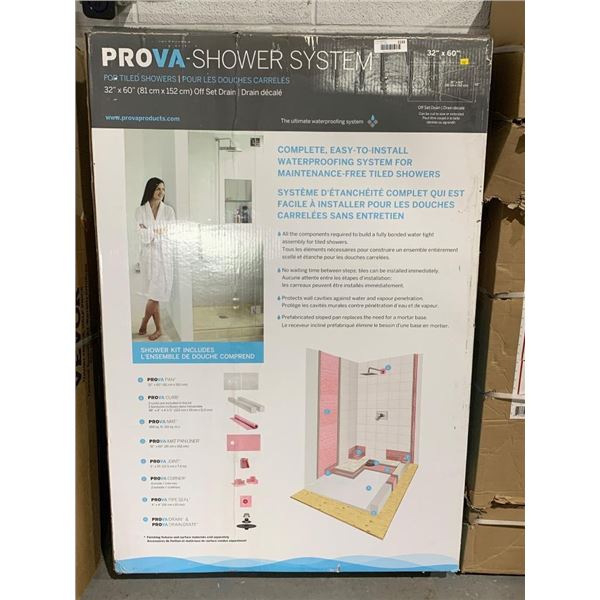 Prova Shower System Kit, 32×60 Inches, Off-Set Drain