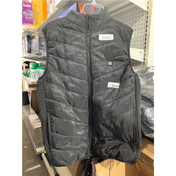 Black Heated Vest with USB Connection, No Battery