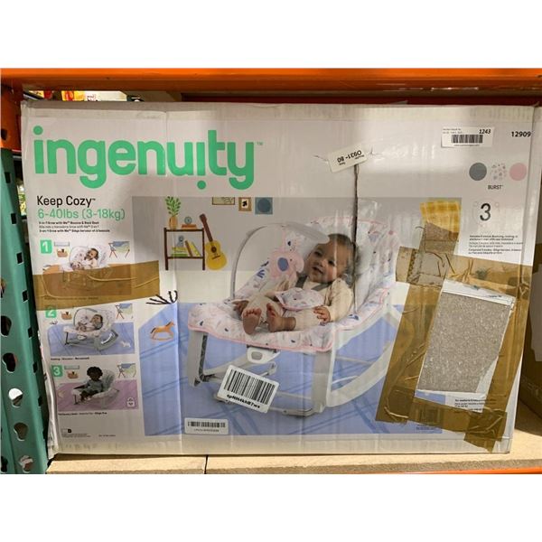 Ingenuity Keep Cozy Baby Seat and Rocker, 3 Modes, 6-40 lbs