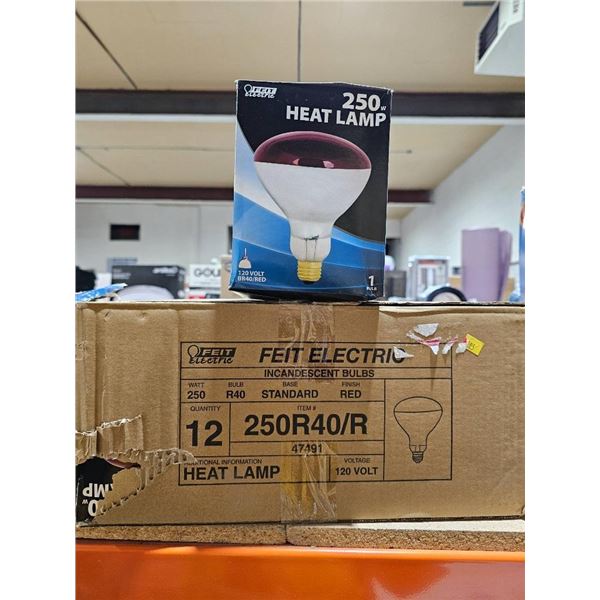 Feit Electric 250R40/R 250W Heat Lamp Bulbs Box of 12