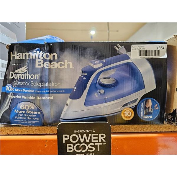 Hamilton Beach Durathon Nonstick Soleplate Iron With Retractable Cord