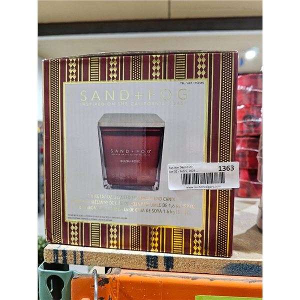 Sand + Fog Candle in Red Glass Container “Holly Berry” Scent