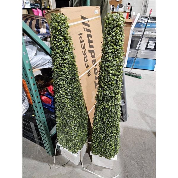 Set of Two Artificial Topiary Trees in Planters