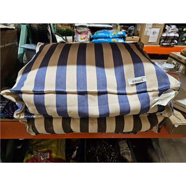 Set of Two Striped Cotton-Filled Cushions by Pine Cone Hill One Black,One Blue