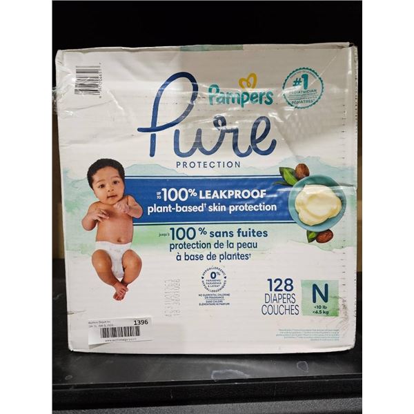 Pampers Pure Protection Diapers Pack, Size N, 128 Count