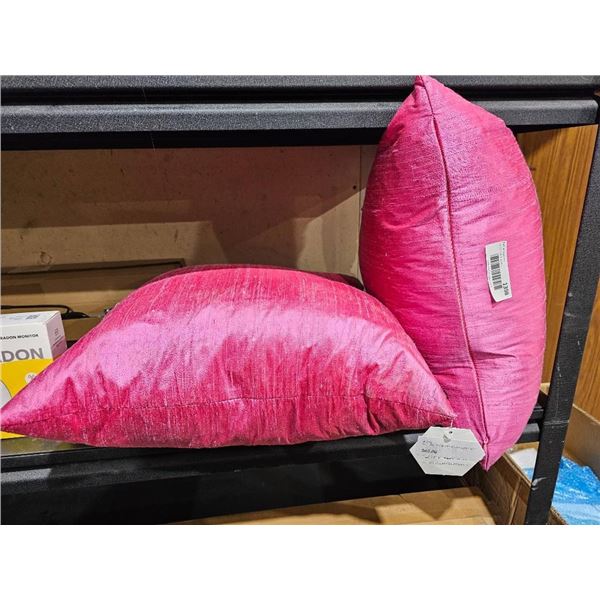 Lot of 2 Standard Dupioni Raspberry 20-Inch Square Pillows