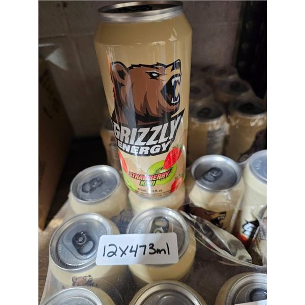 Grizzly Energy Strawberry Kiwi 473ml Cans, Pack of 12