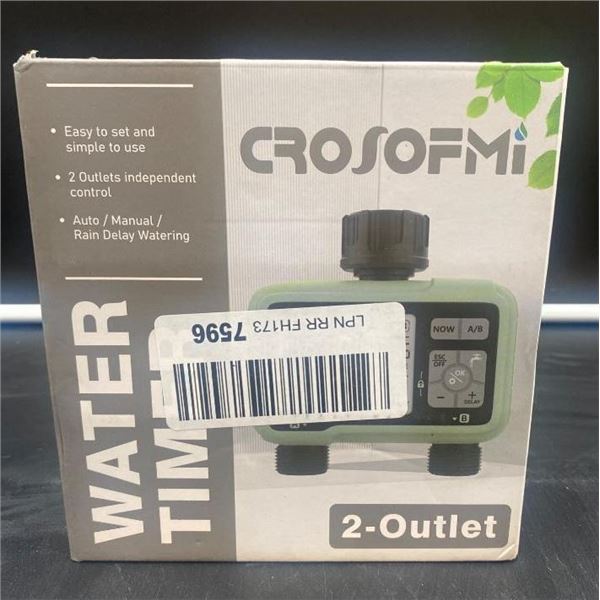 CROSOFMI Water Timer, 2-Outlet, Auto/Manual Rain Delay Watering