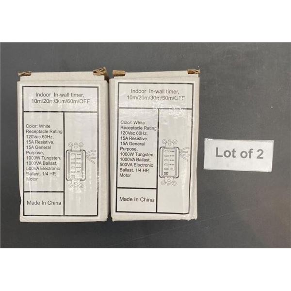 Lot of 2 Indoor In-Wall Timers, 10m/20m/30m/60m/OFF