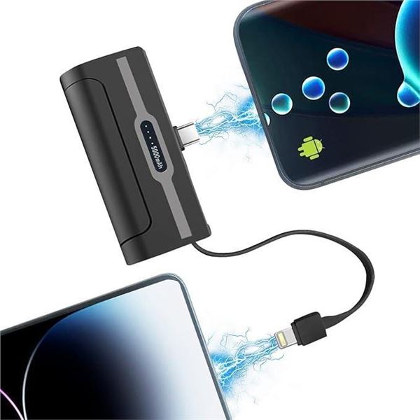 Lot of 2 Mini Power Banks with Lightning and Type-C Compatibility