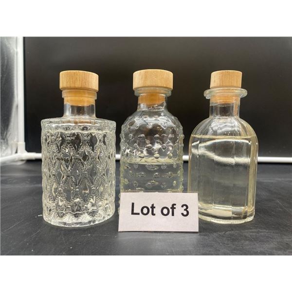 Set of 3 Glass Bottles With Wooden Stoppers
