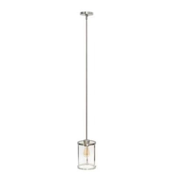 Style Selections 1-Light Pendant Fitter Brushed Nickle Finish 5in x 5in x 41.5in