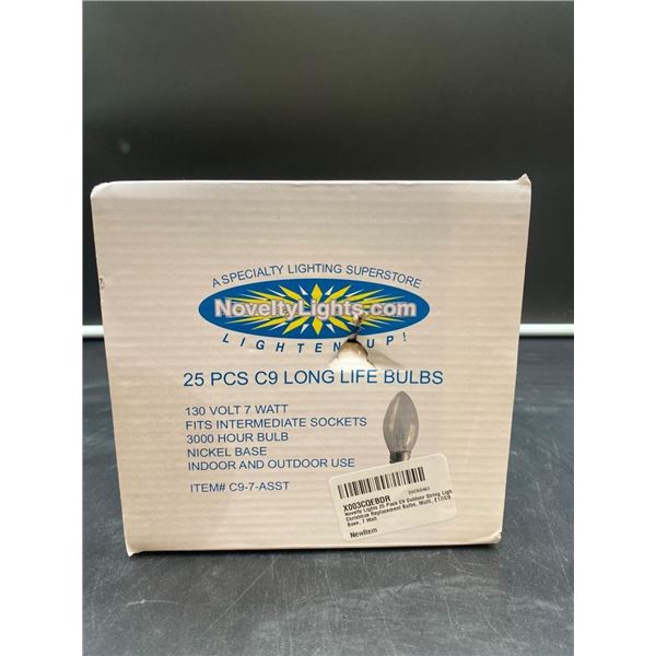 Novelty Lights 25-Pack C9 Long Life Bulbs, 7 Watt, E17/C9 Base