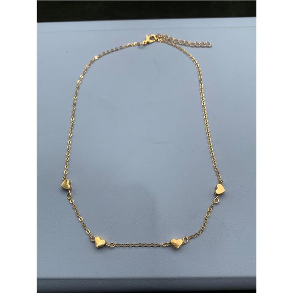 Gold-Tone Necklace With Heart-Shaped Pendant Accents