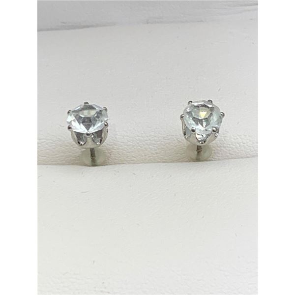 Pair of 1.0 Carat TW Solitaire White Metal Stud Earrings