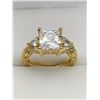 Image 1 : Ladies 1.1 Carat Princess Cut Solitaire Gold Tone Ring With Side Accents