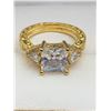 Image 3 : Ladies 1.1 Carat Princess Cut Solitaire Gold Tone Ring With Side Accents