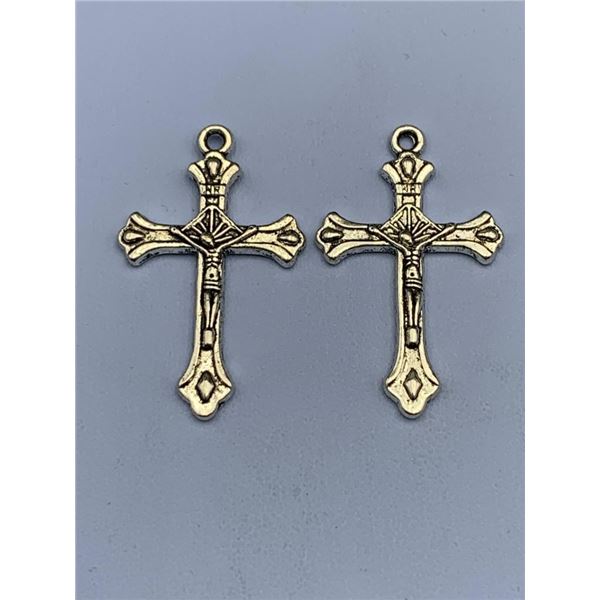 Pair of Silver Cross Pendants with Loop