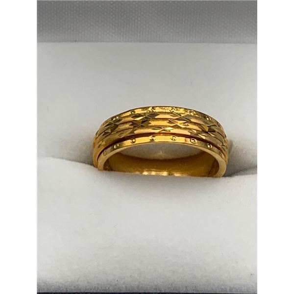 22K GP Yellow Gold Patterned Ring