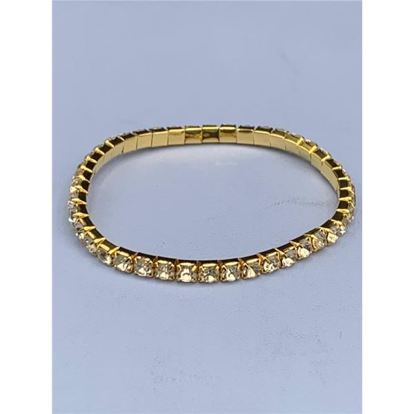Gold-Plated Tennis Bracelet with Clear Crystal Accents