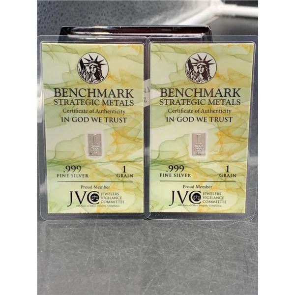 Benchmark Strategic Metals .999 Fine Silver 1 Grain Bars (Set of 2)