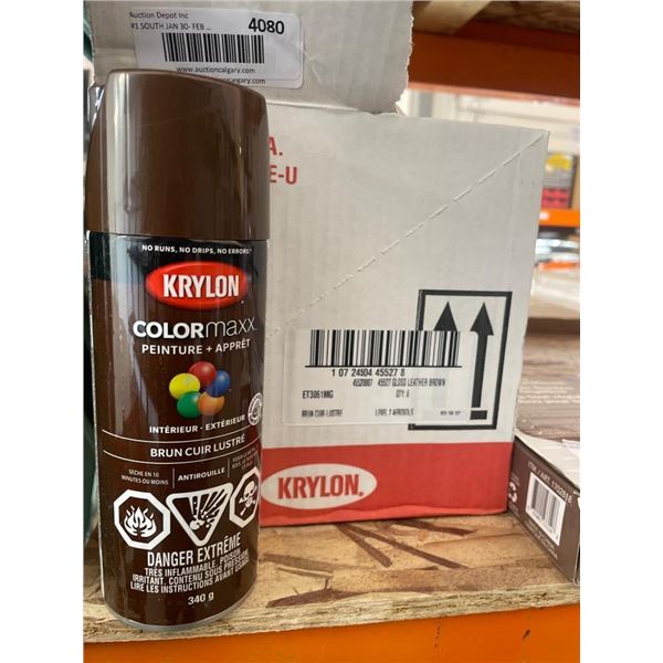 Krylon ColorMaxx Gloss Leather Brown Aerosol Paint, 6 x 340g