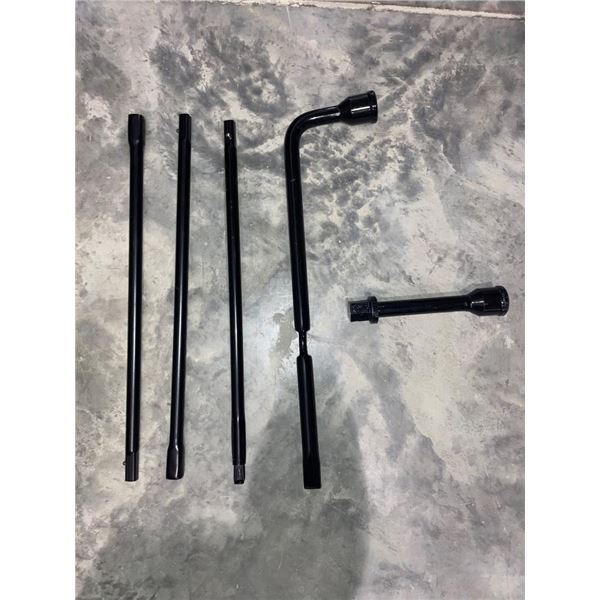 Set of Automotive Tire Iron Tools and Extensions with Case
