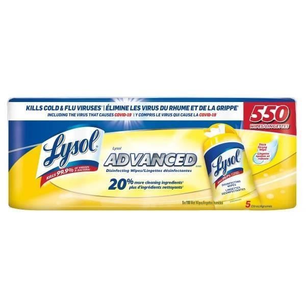 Lysol Advanced Disinfecting Wet Wipes Pack (550 Count)