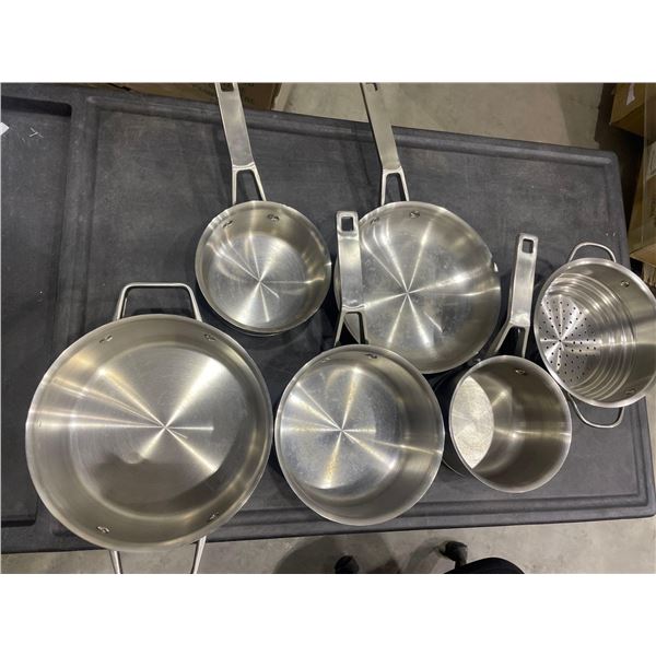 Set of Stainless Steel Meyer Copper Clad Pot and Pan Set 12 Piece