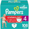 Image 1 : Pampers Cruisers 360 Diapers, Size 4, 108 Count