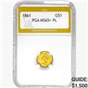 Image 1 : 1861 Rare Gold Dollar PGA MS65+ PL