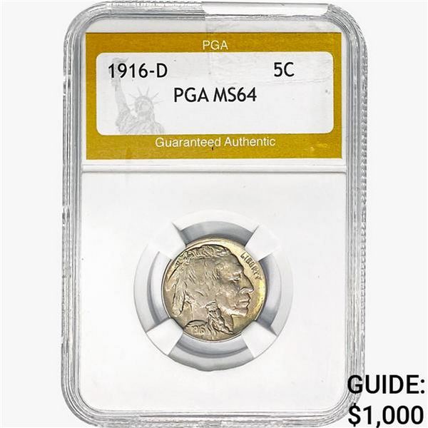 1916-D Buffalo Nickel PGA MS64