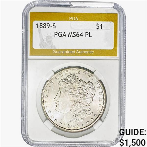 1889-S Morgan Silver Dollar PGA MS64 PL