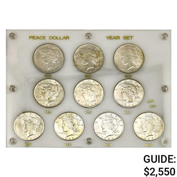 [10 Coin] 1921-1935 Peace Dollar Year Set