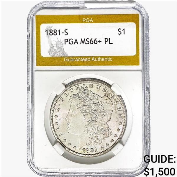 1881-S Morgan Silver Dollar PGA MS66+ PL