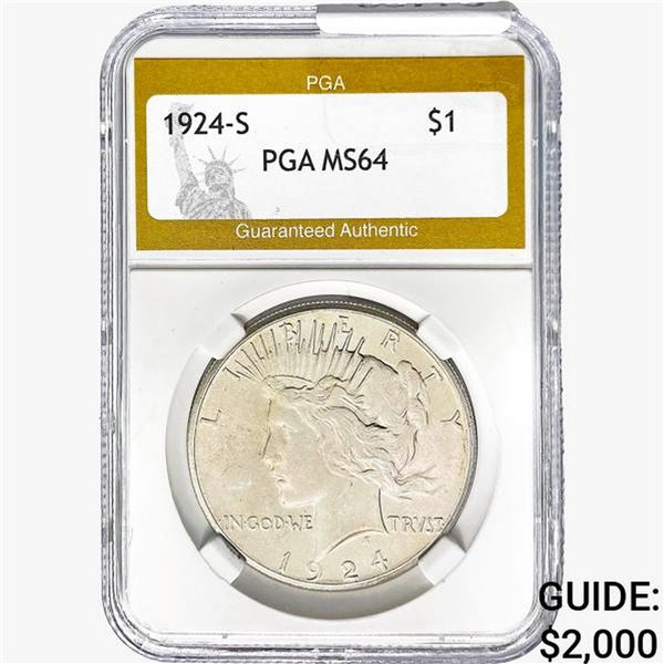 1924-S Silver Peace Dollar PGA MS64