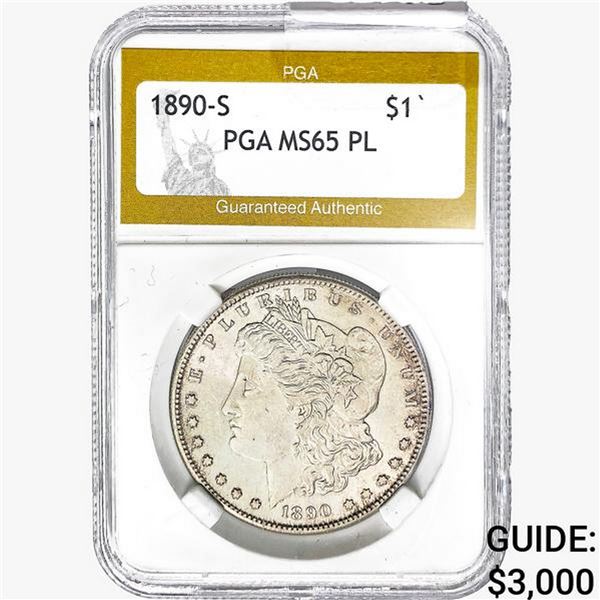 1890-S Morgan Silver Dollar PGA MS65 PL