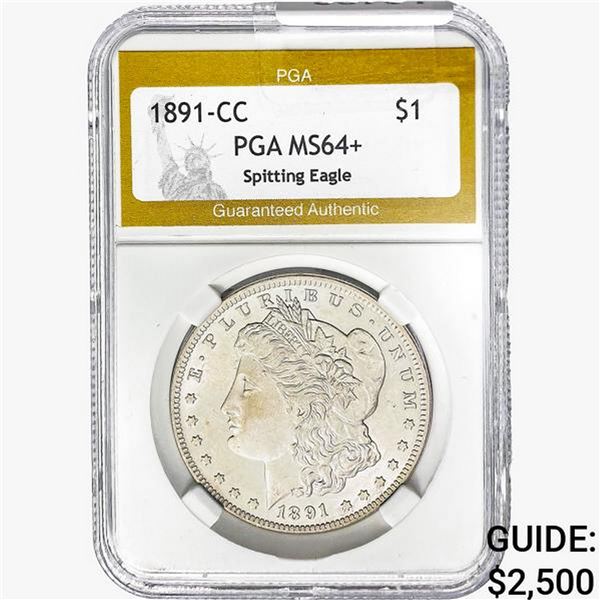 1891-CC Morgan Silver Dollar PGA MS64+ Spit Eagle