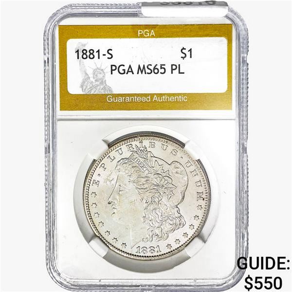 1881-S Morgan Silver Dollar PGA MS65 PL