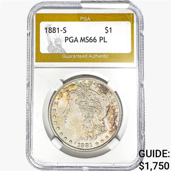 1881-S Morgan Silver Dollar PGA MS66 PL