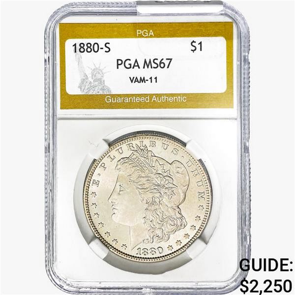 1880-S Morgan Silver Dollar PGA MS67 VAM-11