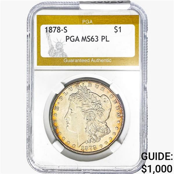 1878-S Morgan Silver Dollar PGA MS63 PL