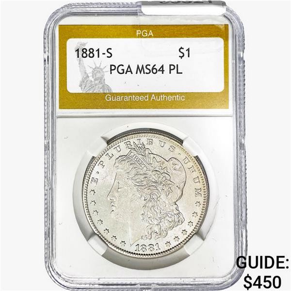 1881-S Morgan Silver Dollar PGA MS64 PL