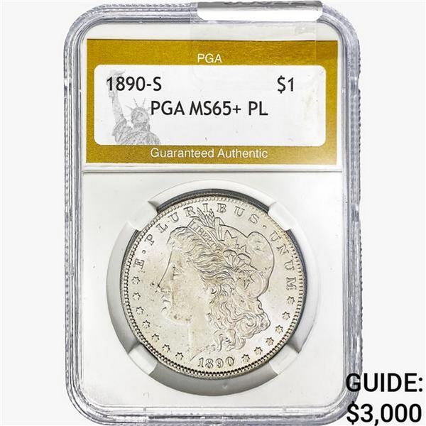 1890-S Morgan Silver Dollar PGA MS65+ PL
