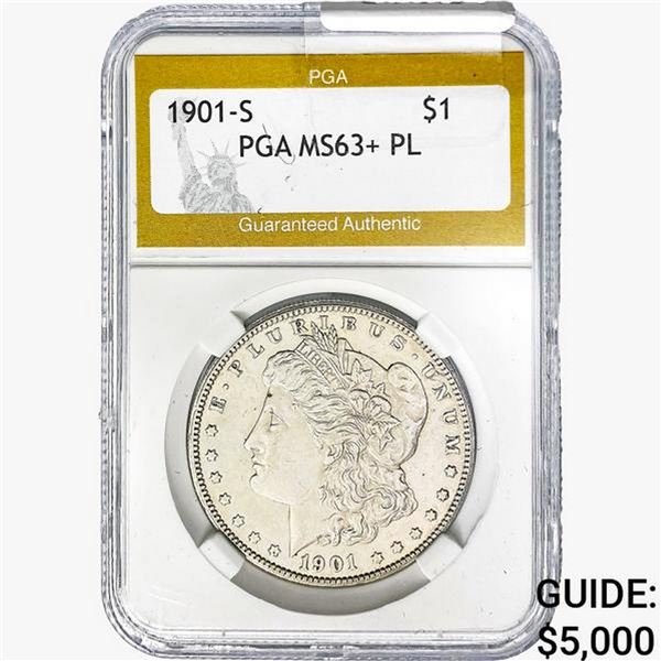 1901-S Morgan Silver Dollar PGA MS63+ PL